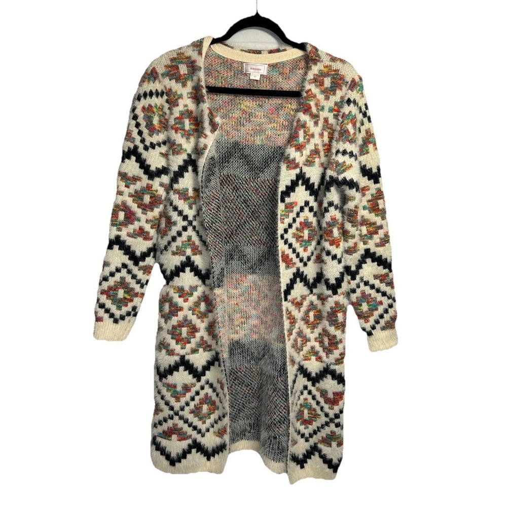 Kamana Cardigan Sweater Womens Medium Aztec Western Boho Geometric Colorful Open